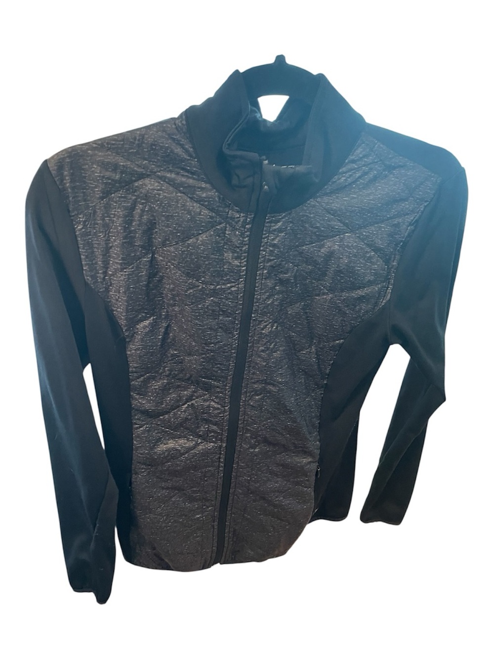 bcg Women's Black Quilted Panel Bomber Jacket